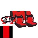 9pc Universal Flame Bucket Car Seat Covers-- RED and BLACK