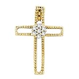 10K Yellow Gold 0.04 ct. Diamond Cross Pendant with Chain