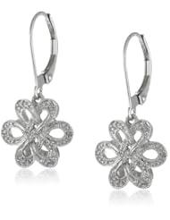Sterling Silver Flower Diamond Earrings (0.03 cttw, I-J Color, I2-I3 Clarity)