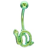 Green Sexy Coiled Snake Anodized Titanium Belly Button Ring