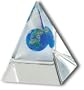 Desktop Paperweight Pyramid With Globe Inside, Lucite