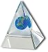 Desktop Paperweight Pyramid With Globe Inside, Lucite