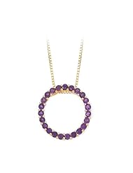 14K Yellow Gold 7/8 ct. Amethyst Circle Pendant with Chain