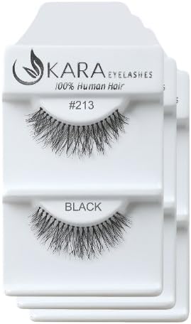 KARA Professional 100% Natural Human Hair Hand Crafted Eyelashes 3Pairs