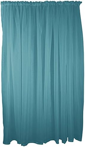 TEAL & RED 9 PIECE VOILE SET 90" 229CM ROD POCKET CURTAINS DRAPES & SWAGS