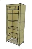 Cream Beige 5 Tier Portable Storage Wardrobe Rack Organiser with Non Woven Protective Cover Cream Beige 5 Tier Portable Storage Wardrobe Rack Organiser with Non Woven Protective Cover