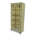 Cream Beige 5 Tier Portable Storage Wardrobe Rack Organiser with Non Woven Protective Cover