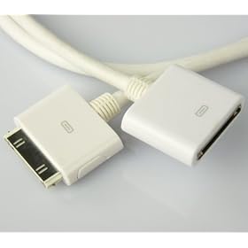 White Dock Extension Cable for iPhone 4 3GS 3G iPod Touch iPad -- Support Audio Video Signal, Sync Charger -- with 17 Core not the slim 4 core version