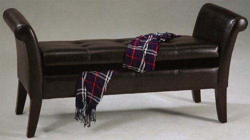 New Espresso Cushion Storage Bench