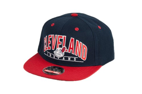 MLB Men's Cleveland Indians Arched Snapback Cap (Navy/Red, Adjustable)
