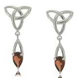 Celtic Garnet Dangle Earrings Silver Pear Cut Ladies