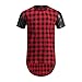 OLRIK Mens Hipster Hip Hop Leather PU Sleeve Side Zipper Paid T Thirt Red XL