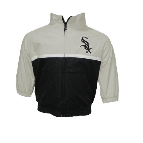 MLB Chicago White Sox Baby / Infant Athletic Zip-Up Coat / Jacket with Embroidered Logo - Grey & Black (Size: 3T)