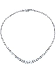 14k White Gold Graduated Diamond Necklace "Riviera" (10 cttw)