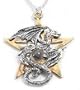 Magical Gothic Pewter Dragon Pentagram Talisman Future Scrying Pendant Necklace