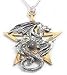 Magical Gothic Pewter Dragon Pentagram Talisman Future Scrying Pendant Necklace