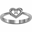14K White Gold Diamond Heart Promise Ring - 0.02 Ct.