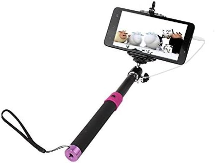POLEND Self Portrait Extendable Handled Stick with Cable of Adjustable Phone Holder &amp; Built-in Remote Shutter Designed for Iphone 6 5s 5c 5 4s 4 Samsung Galaxy Mobile Cell Phone (Black)