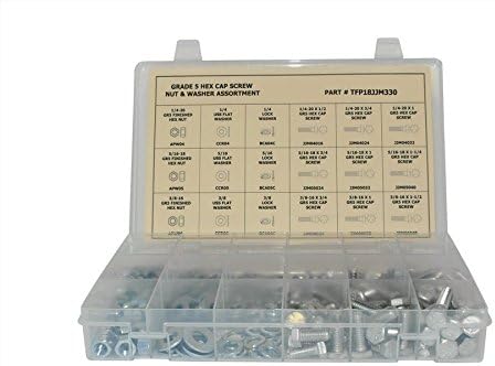 330 Piece Grade 5 Hex Cap Screw Nut & Washer Assortment - Ships FREE in the USA