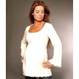 Nicole Maternity Womens Ivory Long Sleeve Scoopneck Shirt Top S-3XL