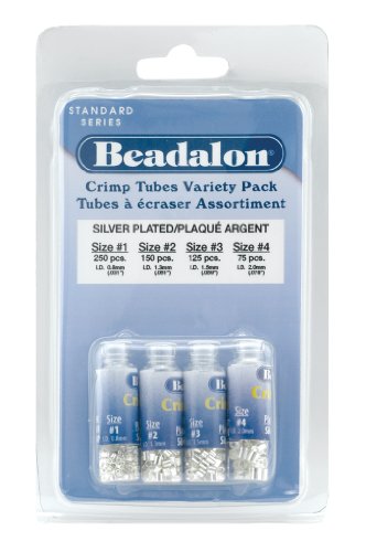 Beadalon Crimp Tube Variety Pack #1-4 Silver, 