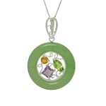SAVE $40.01 - Sterling Silver Green Jade, Amethyst, Citrine and Peridot Circle Pendant on Chain, 18" $49.99