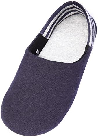 CasStar Super Soft Cozy 100% Cotton Indoor Slippers with Slip-Resistant Bottom Sole, Machine Washable, Dark Blue