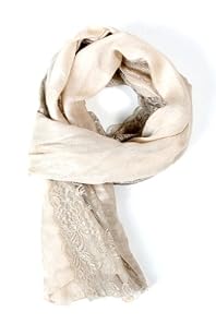 Angie Sheer Lace Embroidered Fashion Scarf in Peach