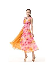 Chiffon Sleeveless Ankle Length  Evening Dress/Maxi Dress  With Ruffles