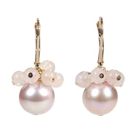 Gold-Filled Natural Pink Freshwater Cultured Pearl and Rose Quartz Earrings by Amazon.com Collection