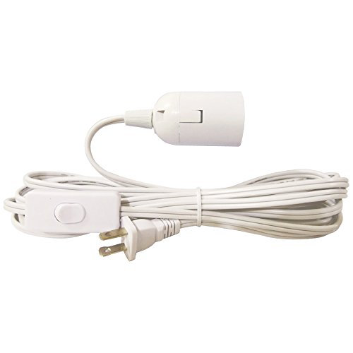 Hanging Light Bulb Cord 15' Feet Long Extension and On / Off Switch