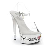 6 Inch Sexy High Heel shoes Tattoo Platform Shoes Goth BIKER White