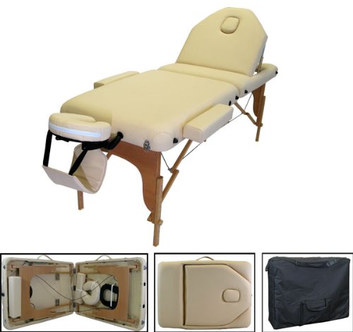 New 3" Foam Portable Tilt Beige Massage Table Spa Tattoo Salon Table
