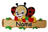 Produkt-Bild: T&uuml;rschild Namensschild Schild Kinderzimmer Holz Kinder Marienk&auml;fer Tier incl. Namensdruck