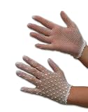 CLEARANCE Delicate Nylon Filet Hand Crochet Gloves with Sequins and Beads