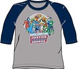  : Justice League COME JOIN Adult Gray/Navy Baseball T-shirt Tee Shirt