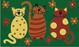 Happy 3 Smiling Cats Coconut Coir Door Mat with Anti Slip Rubber Backing 82139 Kitchen & Housewares