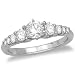 14k White Gold Round Diamond Engagement Ring w/ Round Sidestones (1/2 ct center, 1 cttw, G-H Color, I1 Clarity)