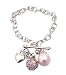 Bracelet - B111 - Pearl, Crystal Ball & Heart Charms ~ Rose