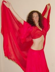 Red Silk Rectangular Veil