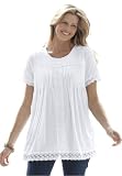 WomanWithin Plus Size Comfy lace-trimmed tunic