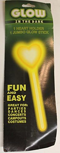 Jumbo Glow In The Dark Glow Stick Heart Holder (Yellow)