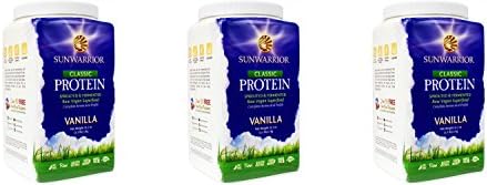 (3 PACK) - Sunwarrior Classic Protein Raw Vegan Powder Vanilla Flavour | 1kg | 3 PACK - SUPER SAVER - SAVE MONEY