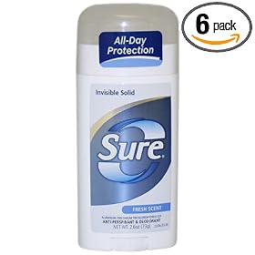 Sure Invisible Solid - Anti-Perspirant and Deodorant, Fresh Scent, 2.6-Ounces (Pack of 6)