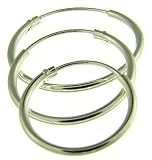 Silver Ladies Set of 3 Hoop Earrings
