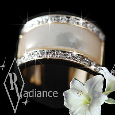 Bague femme Laurine - Plaque Or jaune 585/1000 - Oxyde de zirconium et nacre - Collection Radiance