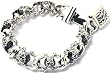 Silver Skull & Fire Flame Men's Bracelet