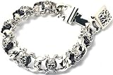 Silver Skull & Fire Flame Men's Bracelet