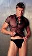 Men's Patent and Mesh T-Shirt in Black Sizes: Small, Medium, Large or X-Large