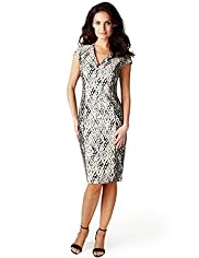 Per Una Speziale Cotton Rich Abstract Feather Print Shift Dress